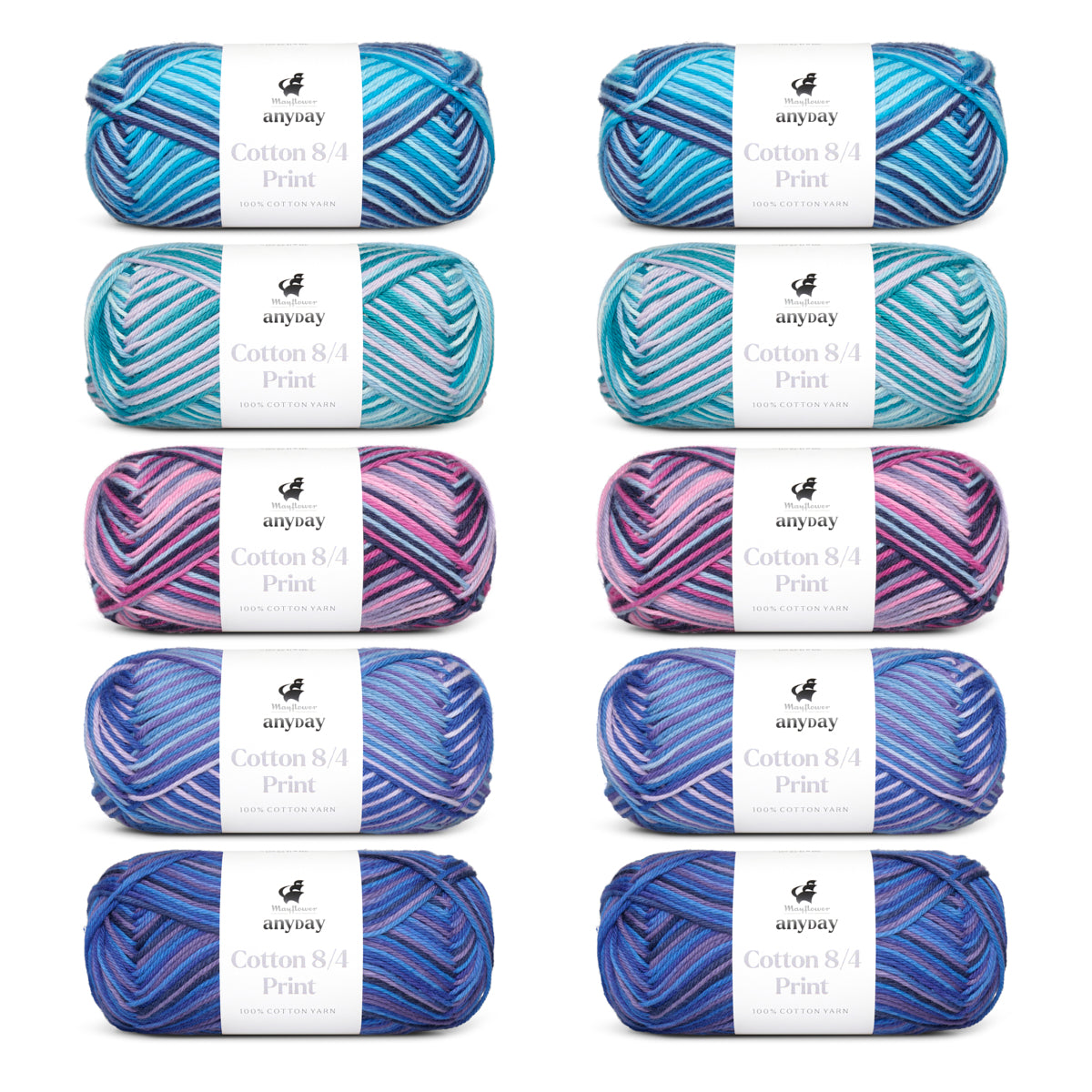 ANYDAY Cotton 8/4 Imprimer Colorbag ​​10-pack