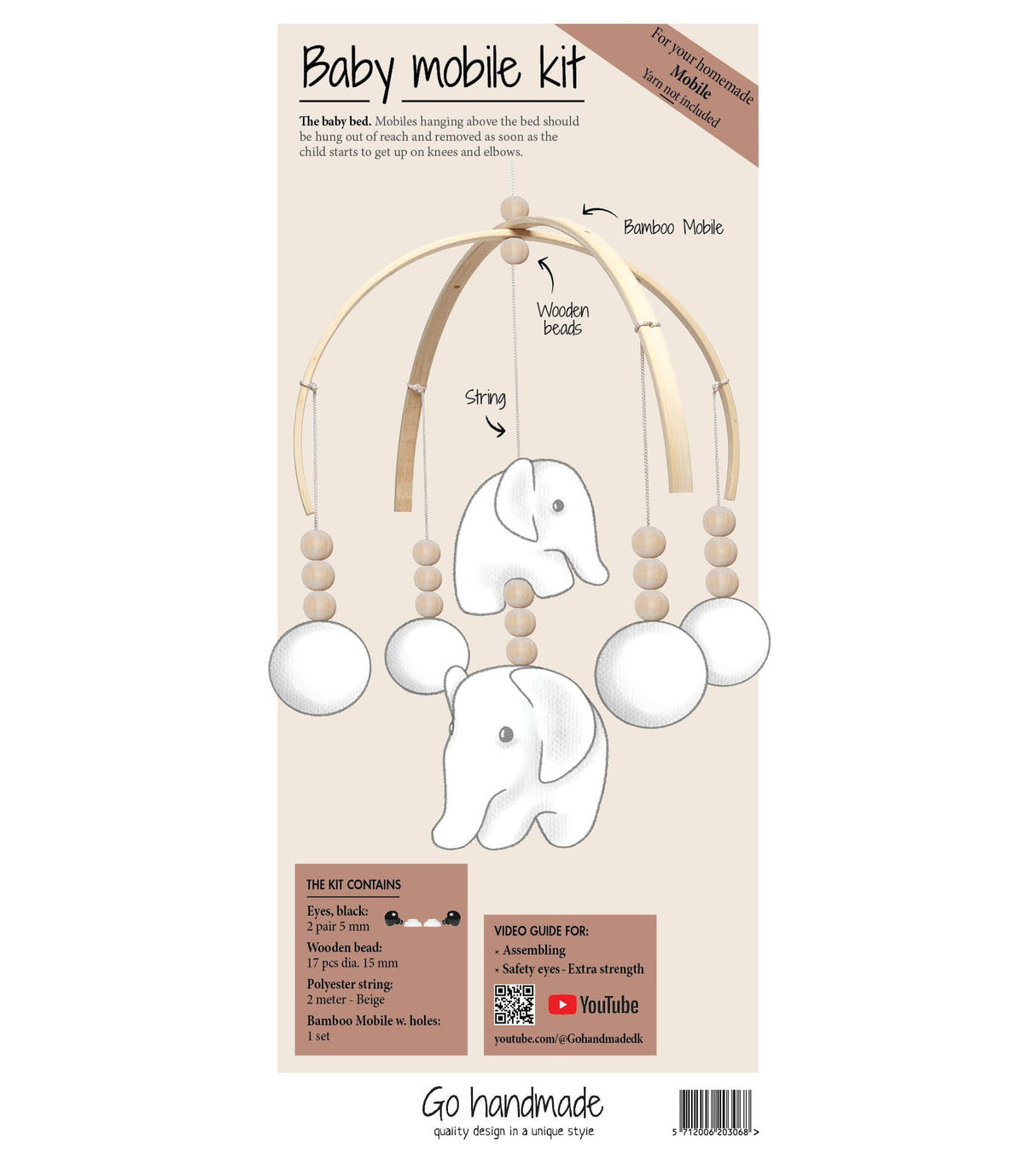 Go Handmade Kit de sens bébé mobile / troubles éléphants